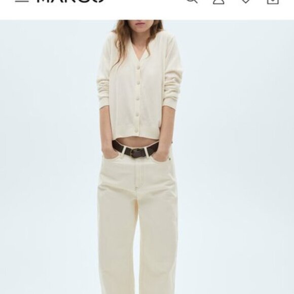 Mango Silk-Blend Ribbed Cardigan Ecru | Size L | Flawed - Picture 3 of 13